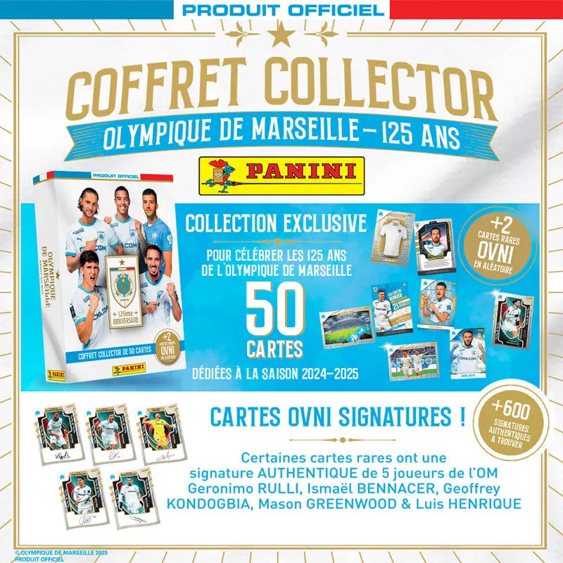 Football OM Panini Tc Coffret 125 Ans Boite 50 Cartes + 2 cartes OVNI